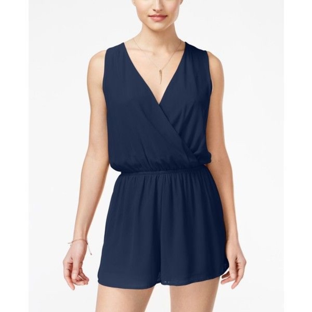 Nordstrom v neck sleeveless navy romper